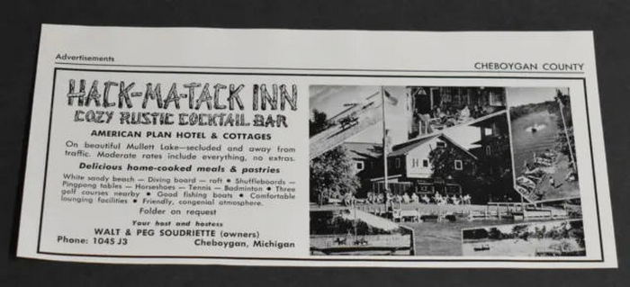 Hack-Ma-Tack Inn - 1952 Print Ad (newer photo)